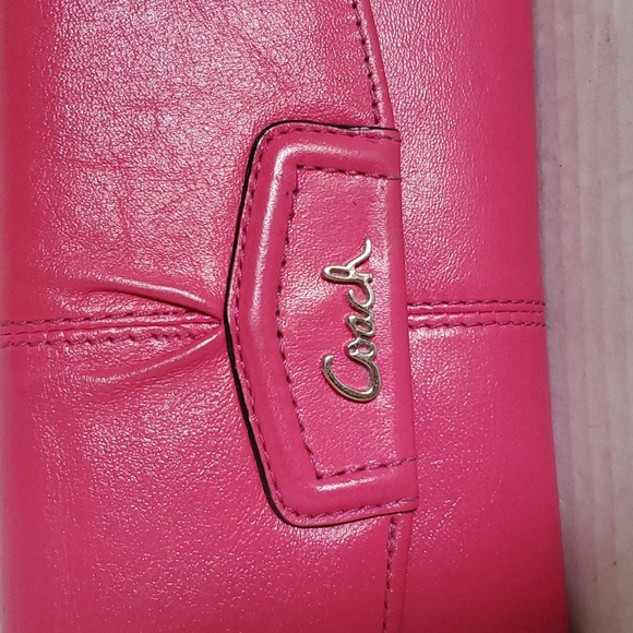 Coach Ashley Fuchsia Wallet Clutch Card Holder Women's Woman's Hot Pink - Picture 2 of 14